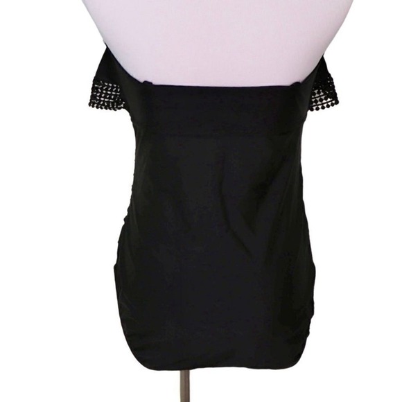 Kona Sol Black Crochet Ruffled 1pc Moderate Coverage Swimsuit MEDIUM Vacation - Picture 3 of 10